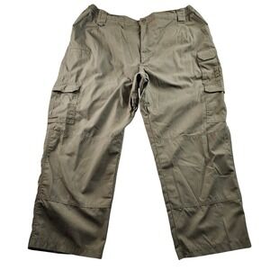 5.11 Tactical Taclite Pro Cargo Pants Mens 50 Green Ripstop Double Knee Wide Leg